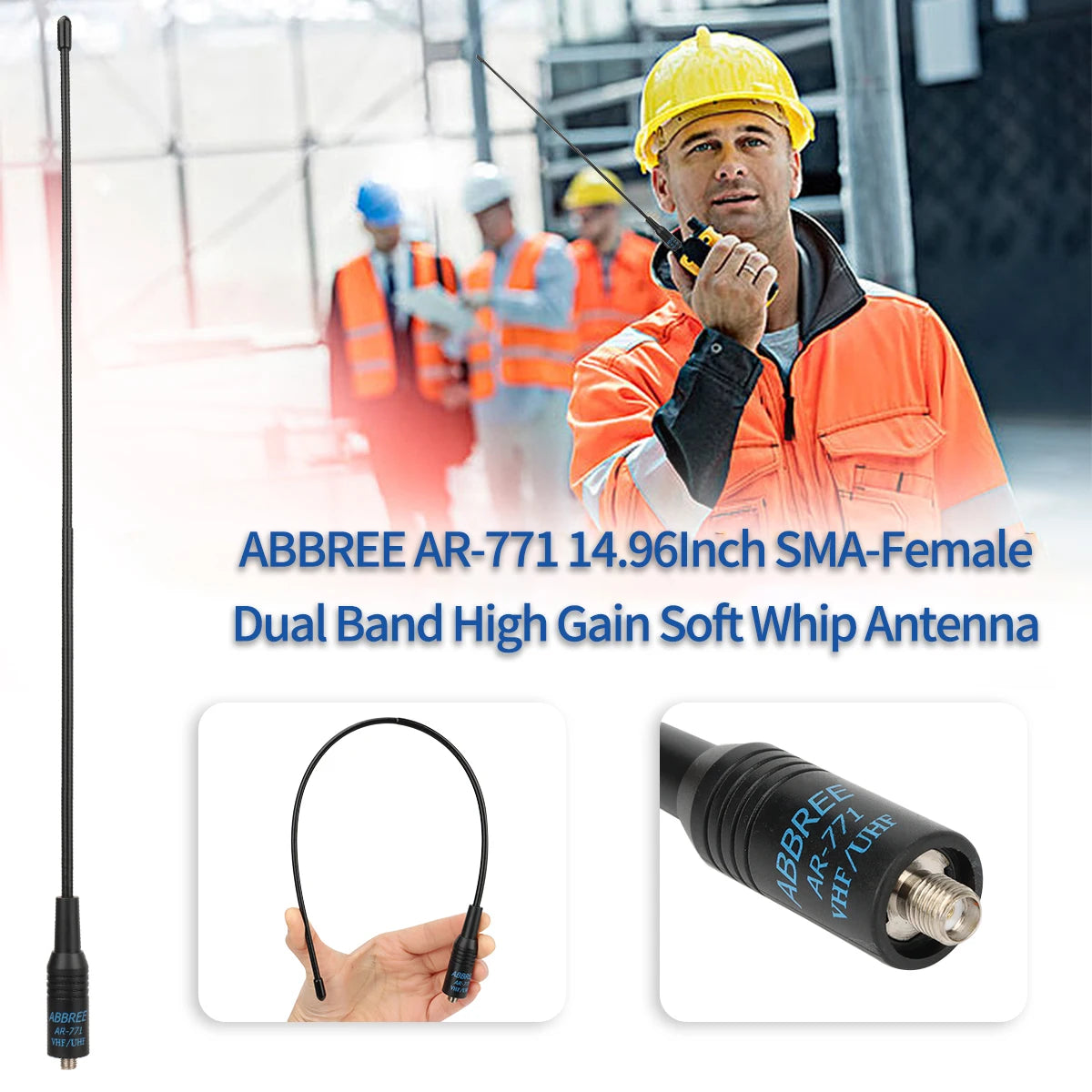 ABBREE AR 771 SMA honantenn Dual Band 144/430MHz för Baofeng UV 5R S9PLUS UV 13 21Pro Quansheng UV K5 Walkie Talkie NA771