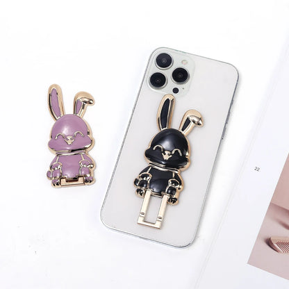 Bunny Finger Ring Holder Mini Pull Rod Phone Stand Universal Phone Fold Lazy Buckle Three-dimensional Back Sticker Pad Bracket