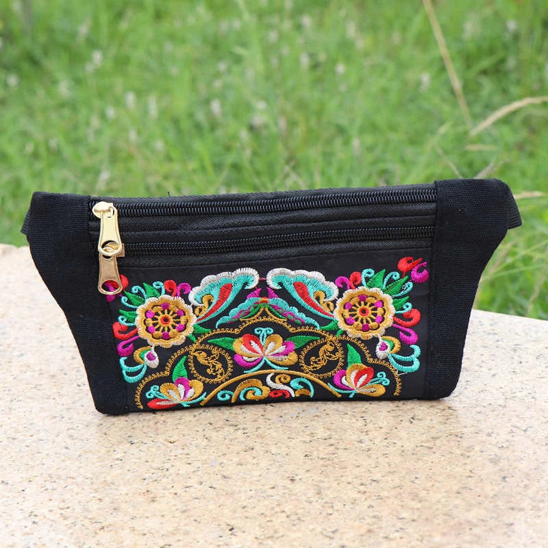 Ethnic Embroidered Bag: National Vintage Waist Packs, Women Shoulder Hip Bum Belt Bag