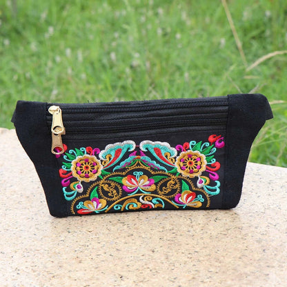 Ethnic Embroidered Bag: National Vintage Waist Packs, Women Shoulder Hip Bum Belt Bag