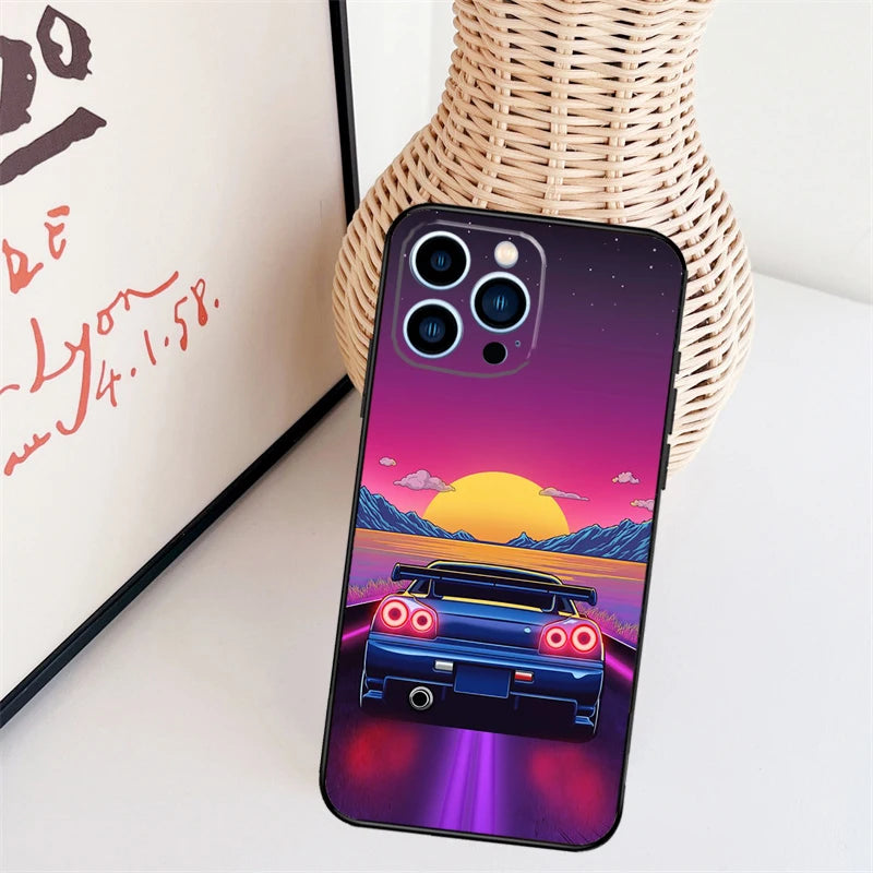 Skyline GTR R34 Case For iPhone 11 12 13 14 16 15 Pro Max Mini X XS Max XR Plus Cover Coque