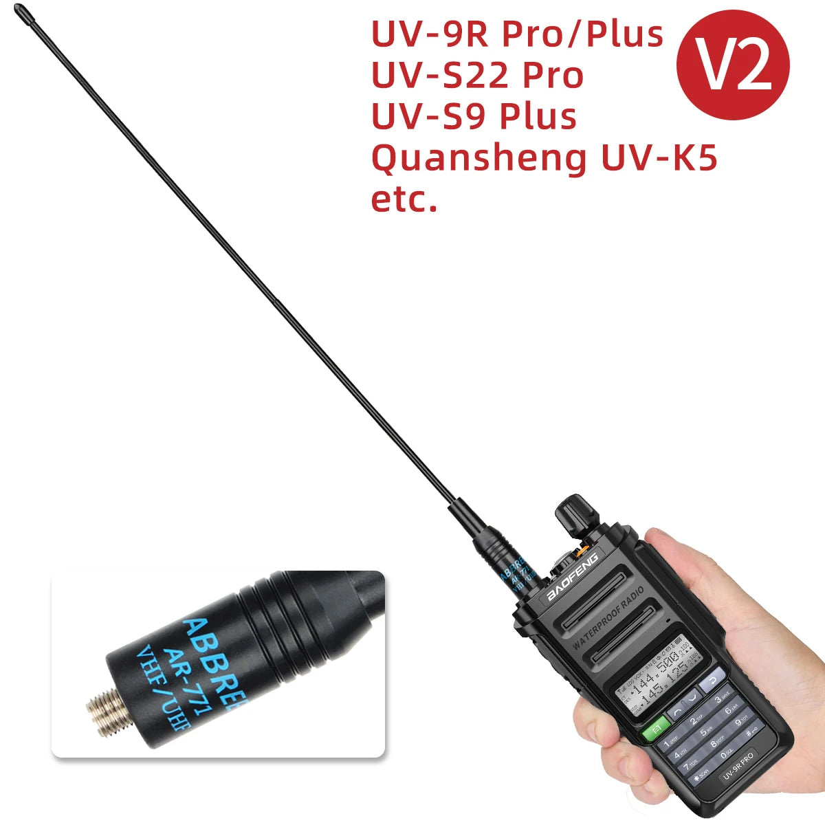 ABBREE AR 771 SMA Female Antenna Dual Band 144/430MHz for Baofeng UV 5R S9PLUS UV 13 21Pro Quansheng UV K5 Walkie Talkie NA771