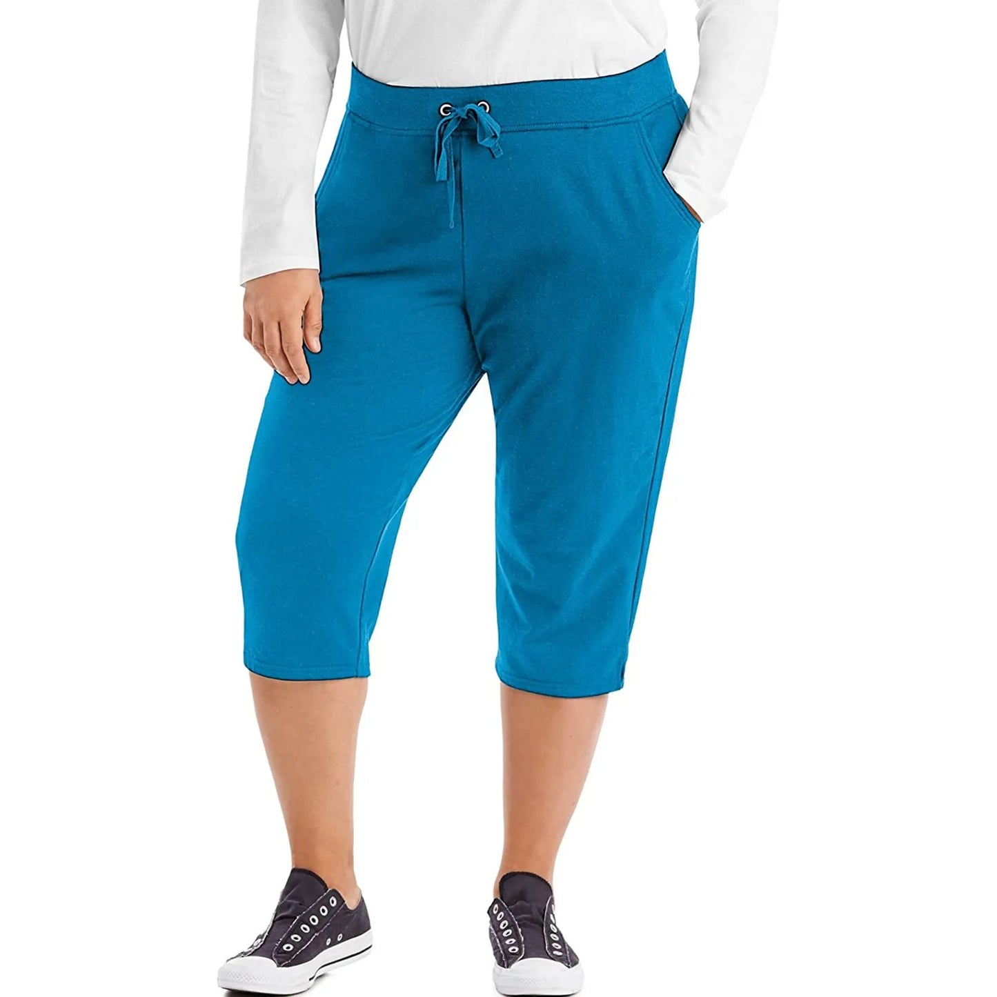 Women's Cropped Sports Leggings with Side Pockets