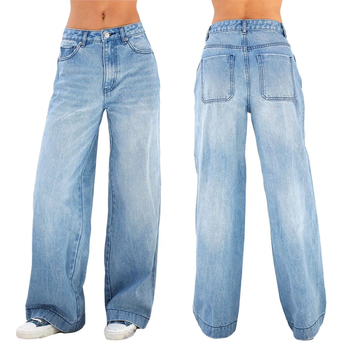 Women's Wide Leg Jeans Straight Leg Boyfriend Denim Pants Low Rise Baggy Jeans Casual Loose Jeans Y2K E-Girl Pants D16