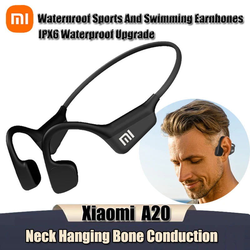 XIAOMI Wireless A20 Nackbandshörlurar Bluetooth Sporthörlurar Benledning Vattentät Headset Touch Control Med Mic-hörlurar