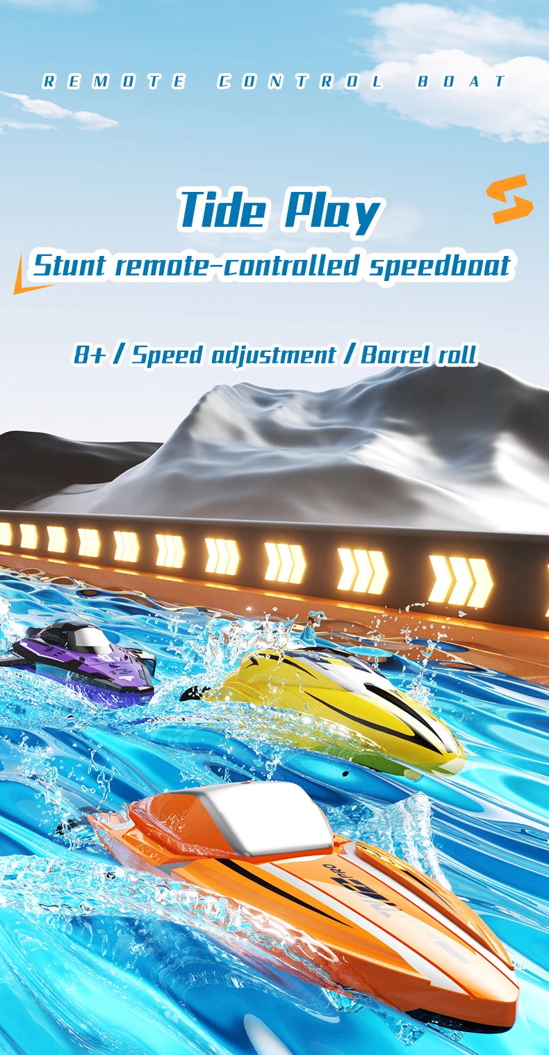 2.4G RC Mini Stunt Speedboat Remote Control double motor High-speed Ship Waterproof Model Kids Toys Water Pool Multiplayer Game