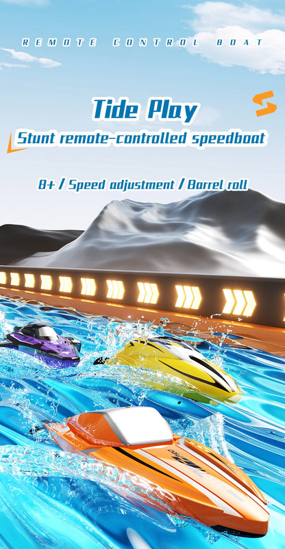 2,4G RC Mini Stunt Speedboat Fjärrkontroll dubbelmotor Höghastighetsfartyg Vattentät modell Barnleksaker Vattenpool Multiplayer-spel