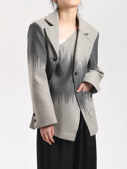 Loose Fit Irregular Button Woolen Coat med Lapel Design