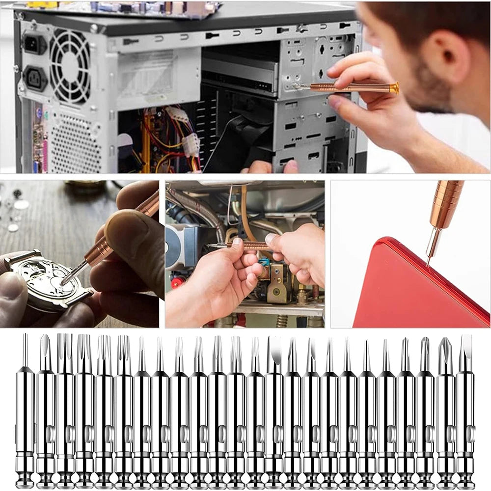 Small Screwdriver Set 25 in 1 Magnetic Screwdriver Bits Torx Precision Bits Repair Tools for Eyeglass Phone Watch Laptop Camera