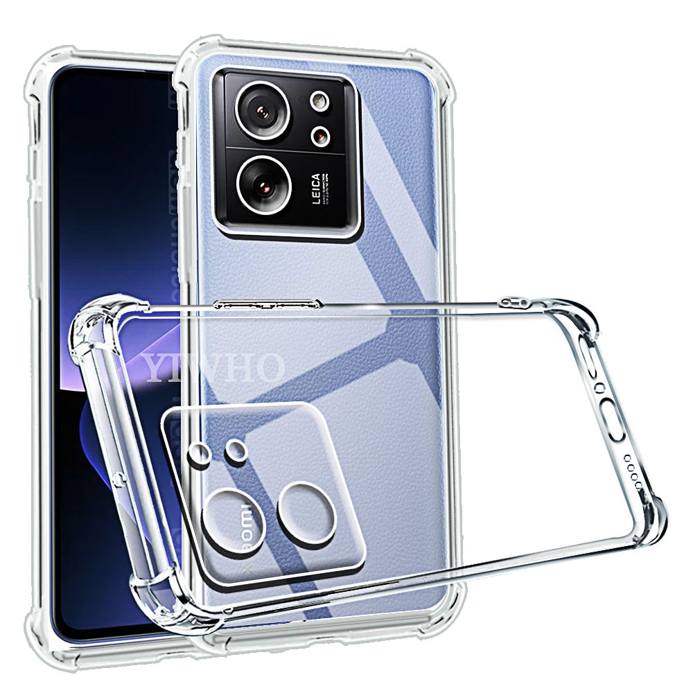 Shockproof Phone Case for Xiaomi 13T Pro  – Transparent Clear Silicone Soft  T Back Cover For POCO X6 Pro