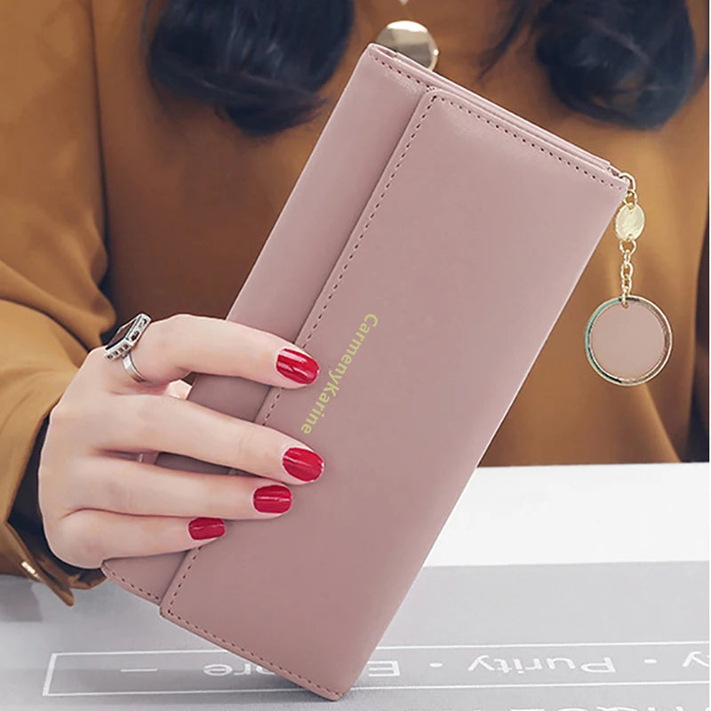 Fashion Women PU Leather Long Wallets Multi-functional Fold Purse Fresh Female Clutch Card Holder