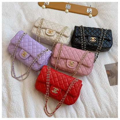 Simple Fashion Texture Diamond Mesh Bag – Crossbody Chain Small Square Bag, High-End Girls' Edition