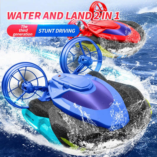 New S10 Water & Land 2 in 1 Remote Control High Speed Boat 2.4G Amphibious Hovercraft RC Drift Car Kids Toys Christmas Gifts