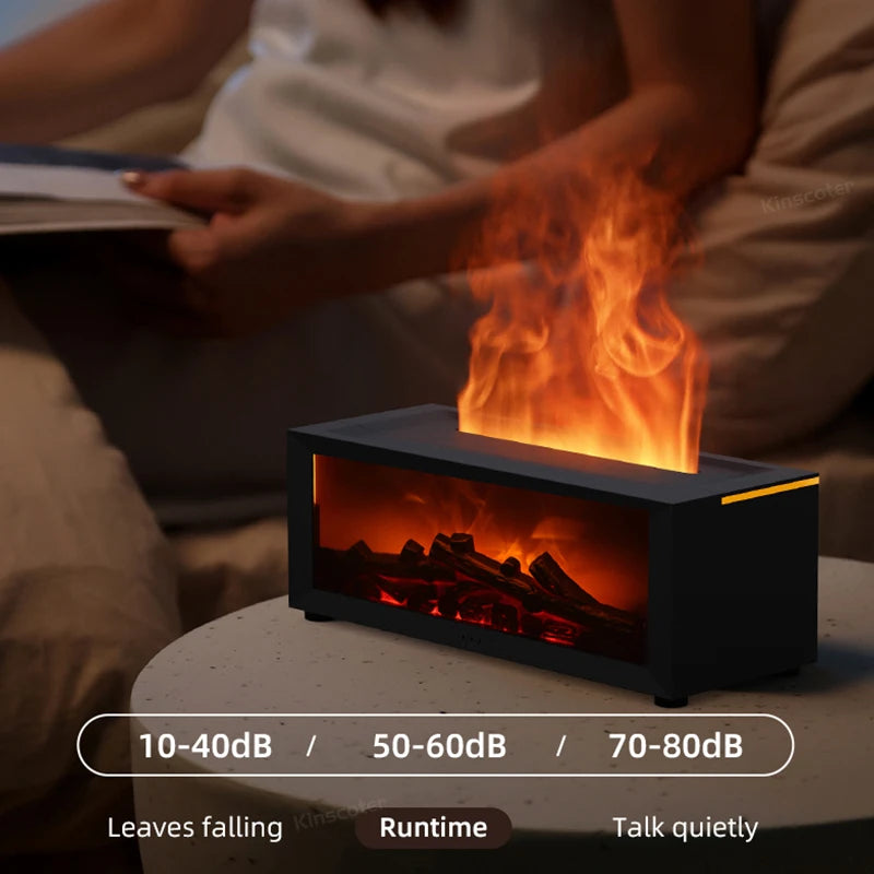 Fireplace Aroma Diffuser – Colorful Flame Air Humidifier with Timer, Remote Control, and Waterless Auto Off for Home or Office