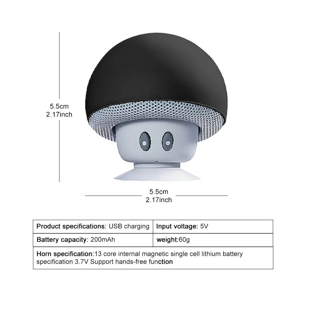 Mini Mushroom Bluetooth Speaker - Creative Mini Suction Cup Portable Smart Speaker for Phones - Cross-border Cartoon Gift