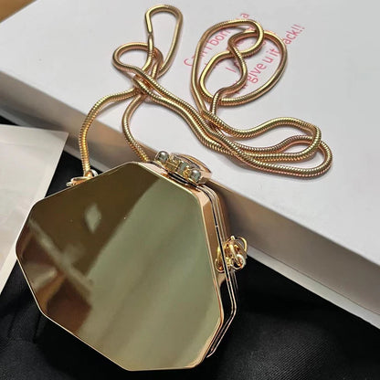 Women Mini Glossy Acrylic Round Small Bags Fashion Mini Square Bags Single Shoulder Crossbody Zero Wallet Small Headphone Bags