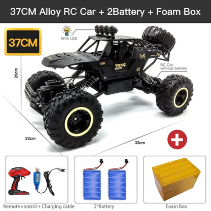 4WD RC-bil med LED-lampor – 2,4G radiofjärrkontroll terrängvagnar, perfekt för pojkleksaker och barngåvor