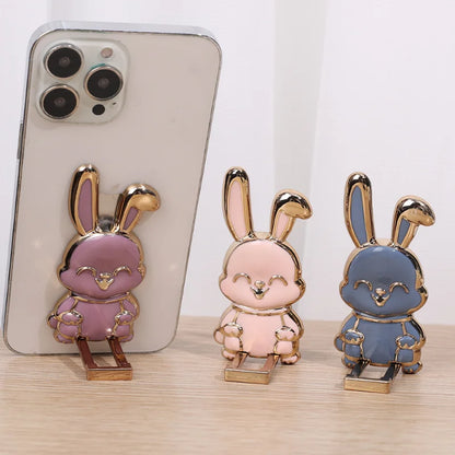 Bunny Finger Ring Hållare Mini Pull Rod Telefonställ Universal Telefon Vik Lazy Spänne Tredimensionell Back Sticker Pad Fäste