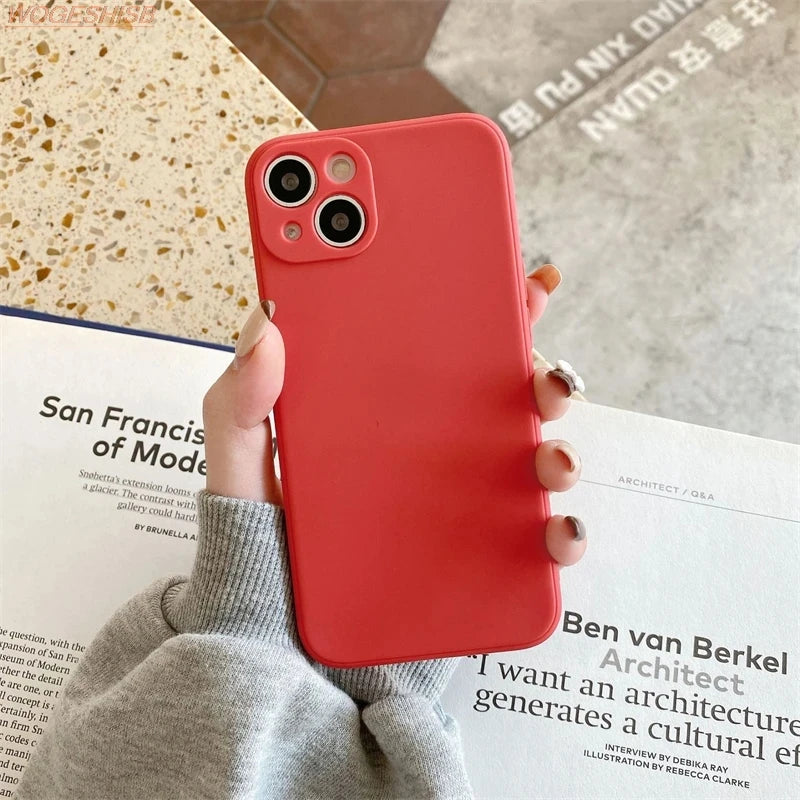 Luxury Liquid Red Silicone Phone Case For iPhone 11 12 13 14 15 Pro Max Mini Xs X XR 6 6s 7 8 Plus SE Thin Soft Cover Fundas