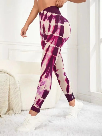 Kvinnors hög midja Tie-Dye Yoga Leggings med hög elasticitet