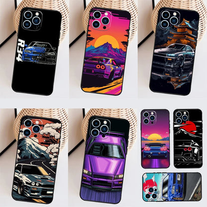 Skyline GTR R34 Fodral För iPhone 11 12 13 14 16 15 Pro Max Mini X XS Max XR Plus Cover Coque