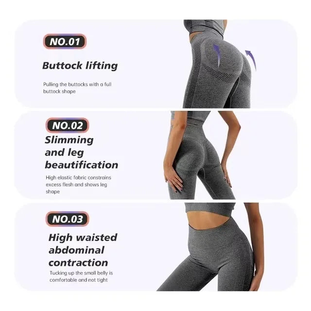 Sömlösa Quick-Dry Yoga Leggings för kvinnor med hög midja