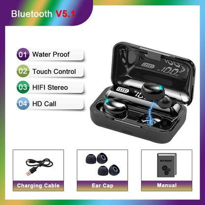 New Wireless TWS Bluetooth Earphone with LED Display Touch Noise Canceling Earbuds Sports Music Game Headset Waterproof for ios