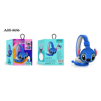 Nya Disney Stitch trådlösa Bluetooth-hörlurar AH-806 HIFI Stereoljud Fällbara headset med mikrofon Anime Cartoon Barnpresent