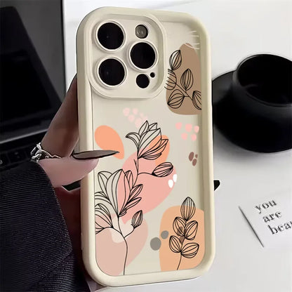 Abstract Plants Phone Case for iPhone Models, Soft Silicone Matte Back Cover