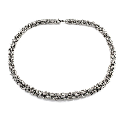 Unisex 10mm Thick Mesh Chain Stainless Steel Necklace Waterproof 18 K Gold Plated Punk Men Women Jewelry