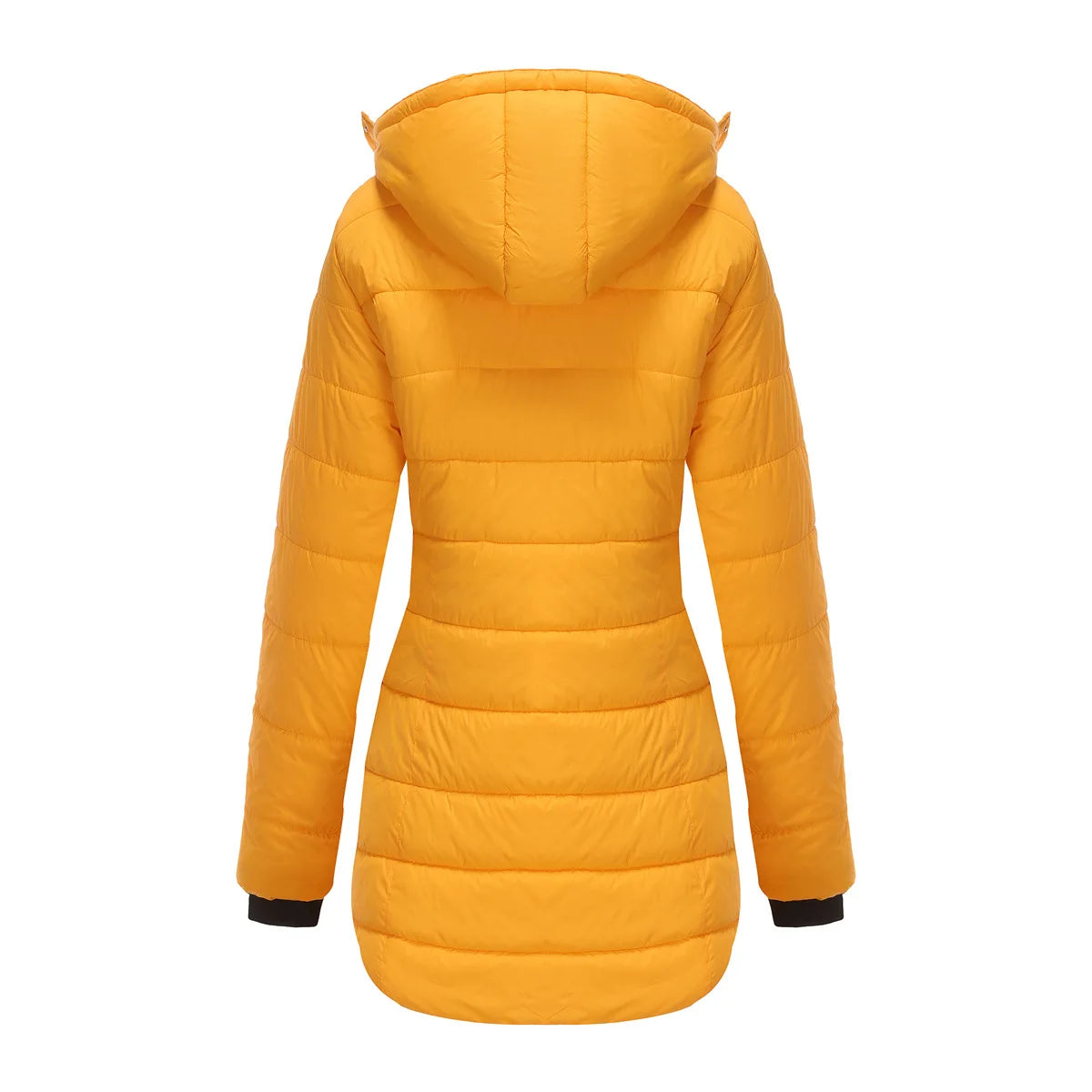 Long Quilted Puffer Jacket for Women in Bold Colors