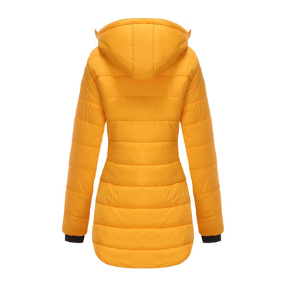 Long Quilted Puffer Jacket for Women in Bold Colors