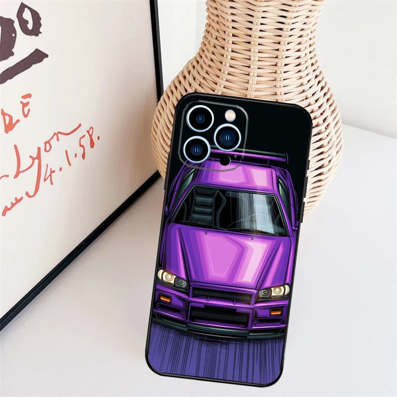 Skyline GTR R34 Case For iPhone 11 12 13 14 16 15 Pro Max Mini X XS Max XR Plus Cover Coque