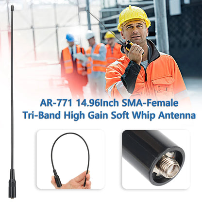 ABBREE Walkie Talkie Antenn SMA Kvinna Man VHF UHF Band Tri-Band GMRS för BaoFeng UV-5R BF-888S Quansheng UV-K5 K6 Skinka Radio