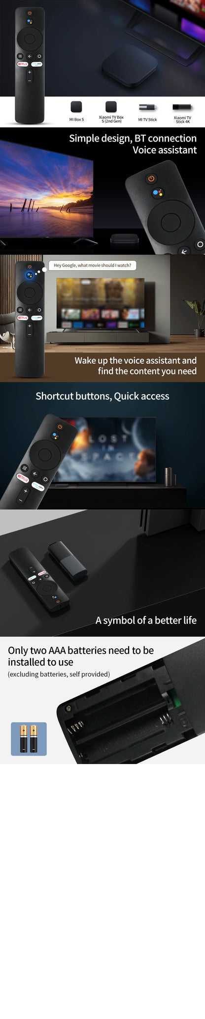 Ny XMRM-00A Bluetooth Röstfjärrkontroll för MI Box 4K Xiaomi Smart TV 4X Android Med Google Assistant