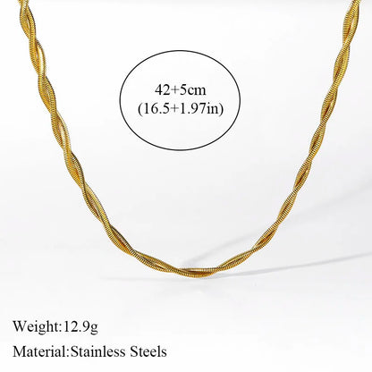 EILIECK 316L Rostfritt stål Metall Twist Wound Chain Halsband För Kvinnor Mode 18K Guldpläterad Hals Kedja Krage Smycken Bijoux