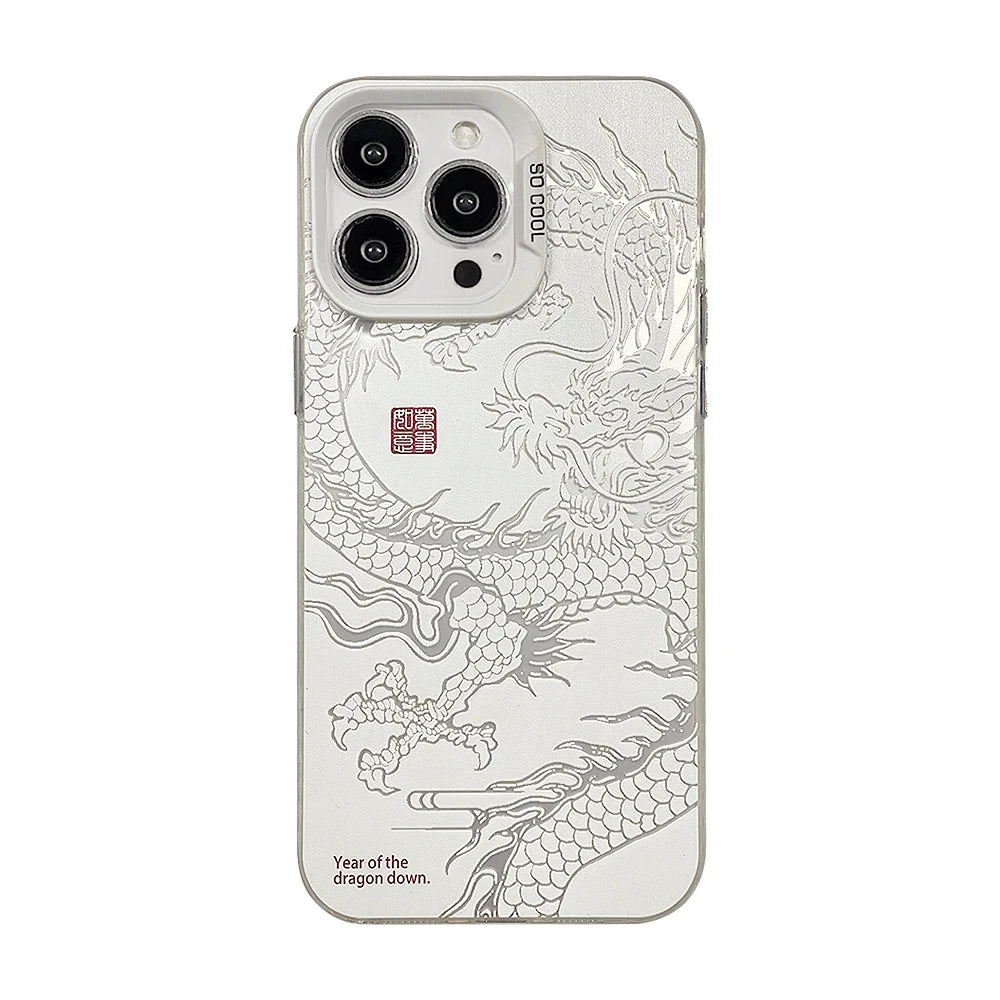 Lyxigt Dragon Totem Armor-fodral för iPhone: Anti-drop, Lens Protect, Plating Cover