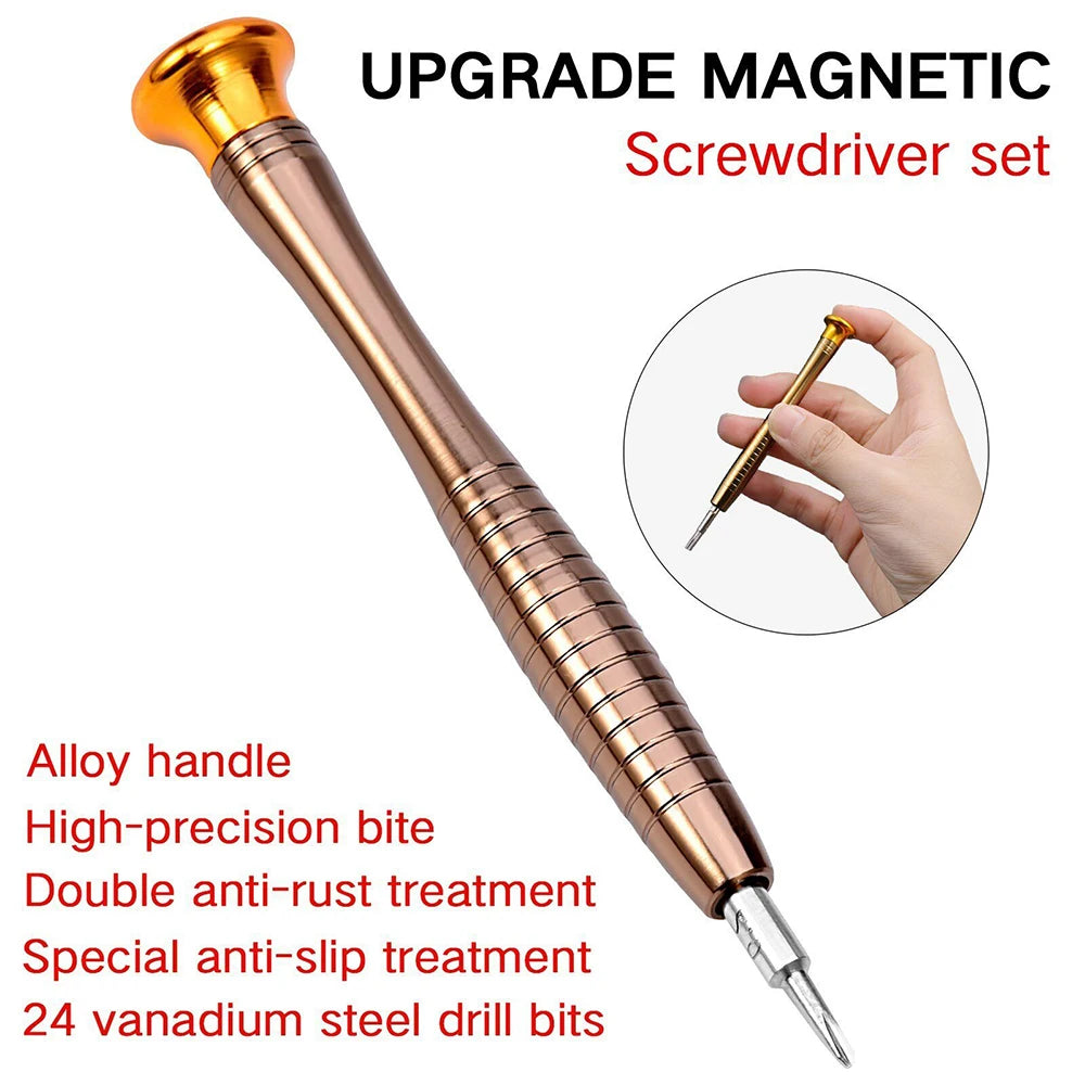 Small Screwdriver Set 25 in 1 Magnetic Screwdriver Bits Torx Precision Bits Repair Tools for Eyeglass Phone Watch Laptop Camera