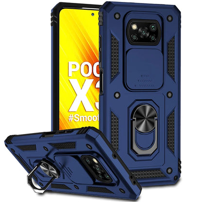 Shockproof Armor Case for Xiaomi Pocophone Poco X3 Pro, Car Holder Phone Cover for Poco X3 NFC, X3 Pro, Camera Lens Protection Funda