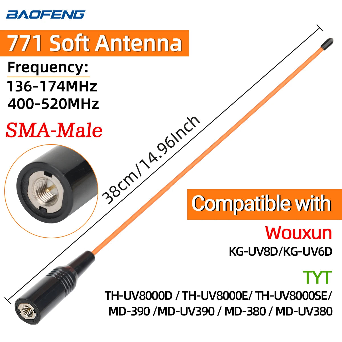 ABBREE Walkie Talkie Antenna SMA Female Male VHF UHF Band Tri-Band GMRS for BaoFeng UV-5R BF-888S Quansheng UV-K5 K6 Ham Radio