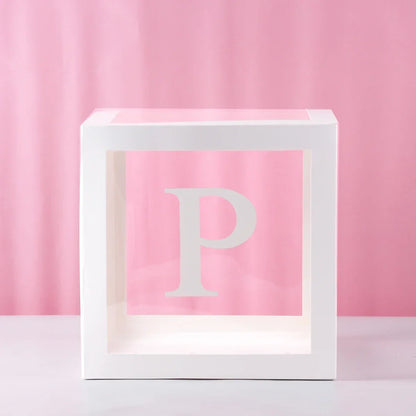 25/27cm Transparent Letter Baby Shower Box Birthday Wedding 1st Birthday Party Decorations Custom Cube Balloon with Letter Box