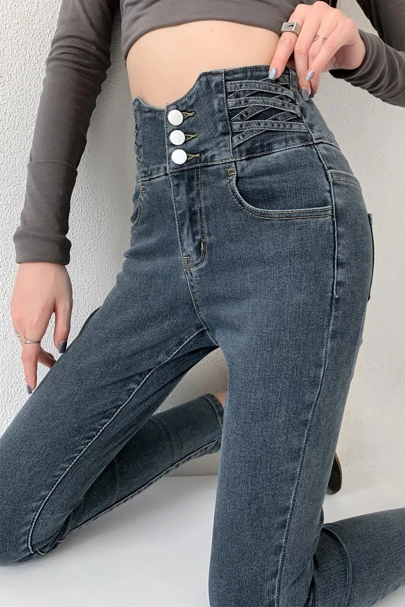 ZOENOVA Stretch Jeans Women 2022 Push Up Sexy Retro High Waist Skinny Mom Pants Korean Fashion Denim Trousers Femme Spring New