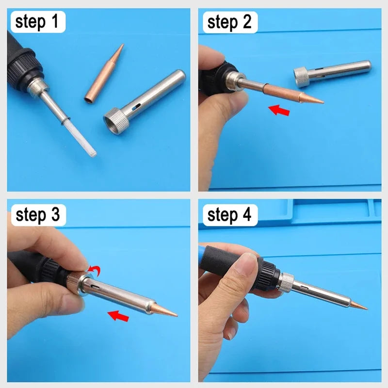 7pcs Copper T Soldering Iron Tip Set Electric Soldering Iron Lead-free Welding Tips Head BGA Soldering Tools Welding Tips