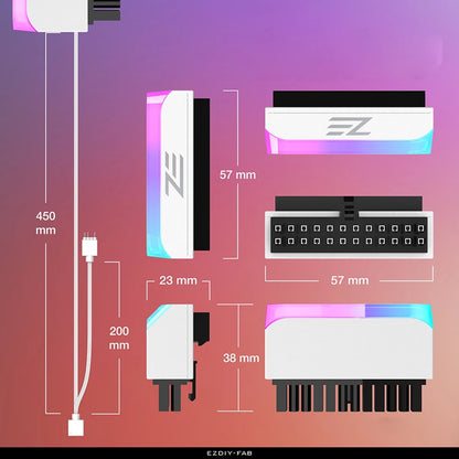 ATX 24 stift till 90 graders strömkontaktadapter ARGB moderkort moderkort strömförsörjningskabel Modulär DIY monteringstillbehör