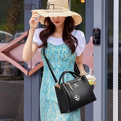 Genuine Soft Leather Handbags for Women Vintage Shoulder Tote Bag Luxury Designer Ladies Large Capacity Purse Bags Sac A Main