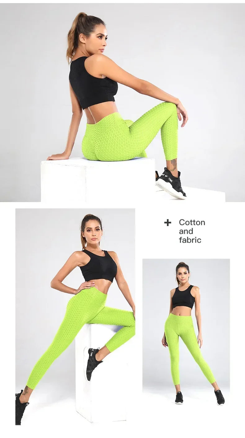 Women's High Waist Flared Yoga Pants with Bubble Hip Effect