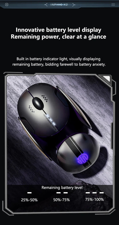 Inp X2 Silent Bluetooth Mouse Metal Base Rechargeable Wireless Gaming Mouse For Computer Laptop Office Game