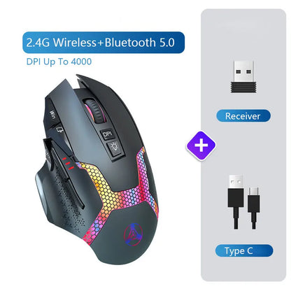 Bluetooth 4.0 5.0 2.4G Wireless Rechargeable DPI Up 4000 Wired Gaming Mouse Silent Ergonomic Computer For Macbook Laptop Office