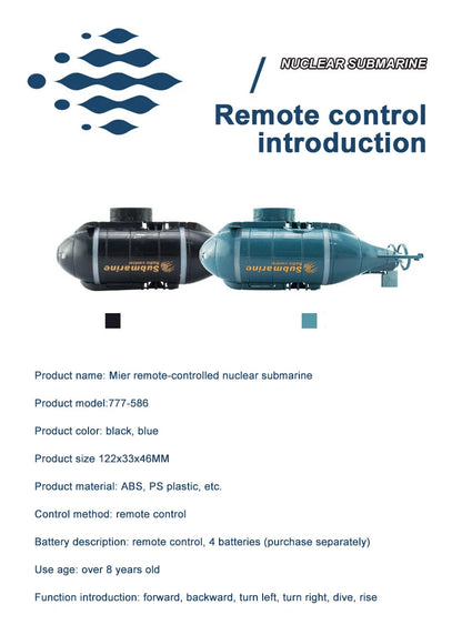 Fjärrkontroll Ubåt LED-lampor Elektrisk vattenbåt RC Fartygssimulering Ubåt Undervattensmodell Pojkar Leksak Barngåva