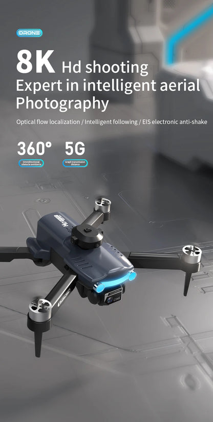 MHD H10 Foldable Brushless Drone 6K HD Dual Camera Optical Flow WiFi Professional Aerial Photography One Key Control Outdoor Toy